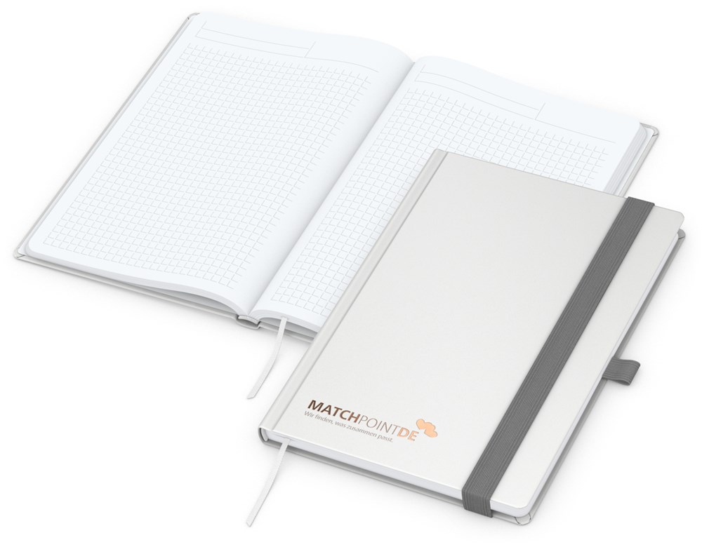 Notizbuch Vision-Book White Bestseller, A4, dunkelblau inkl. Silberprägung - Weiß