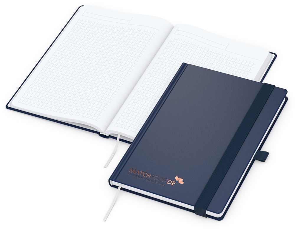 Notizbuch Vision-Book White Bestseller, A4, dunkelblau inkl. Silberprägung - Dunkelblau