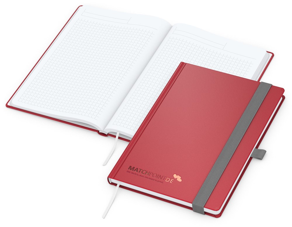 Notizbuch Vision-Book White Bestseller, A4, dunkelblau inkl. Silberprägung - rot