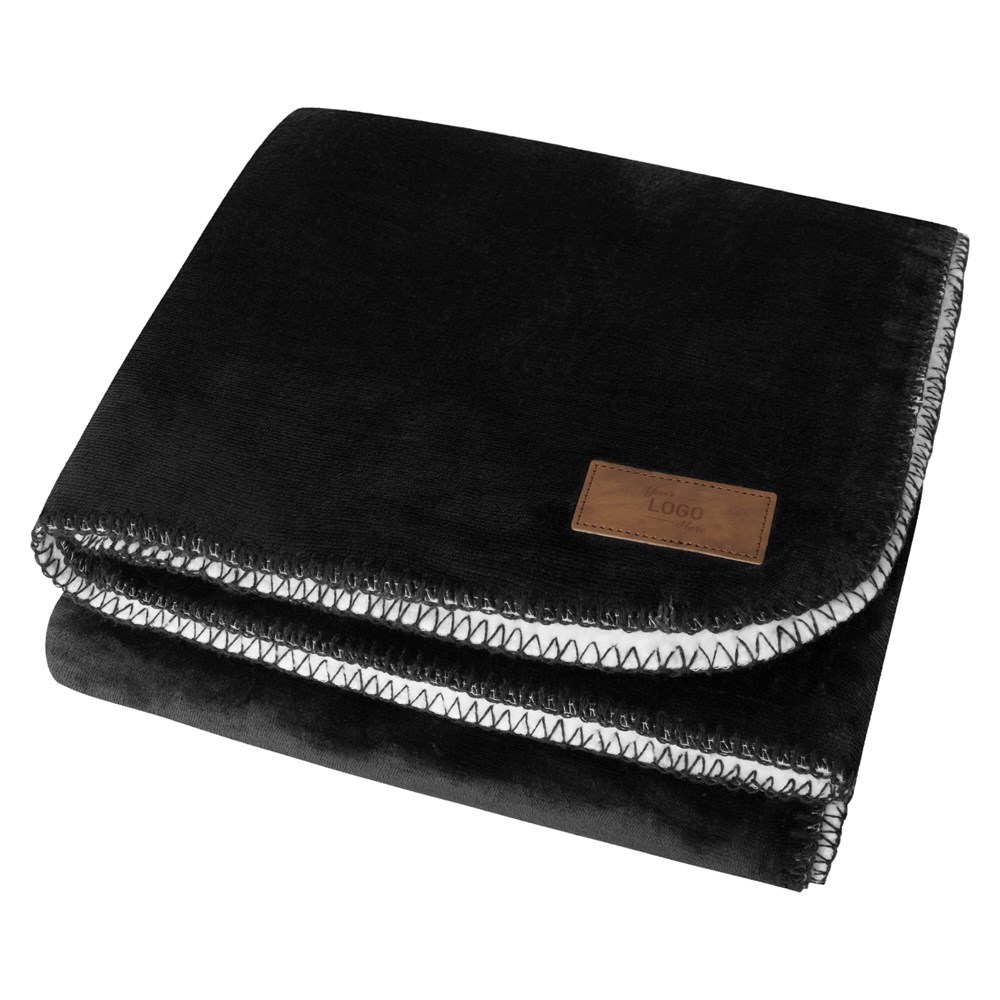  Fleecedecke mit Sherpa-Rückseite 120x150 cm  - Schwarz (Black) / Weiß